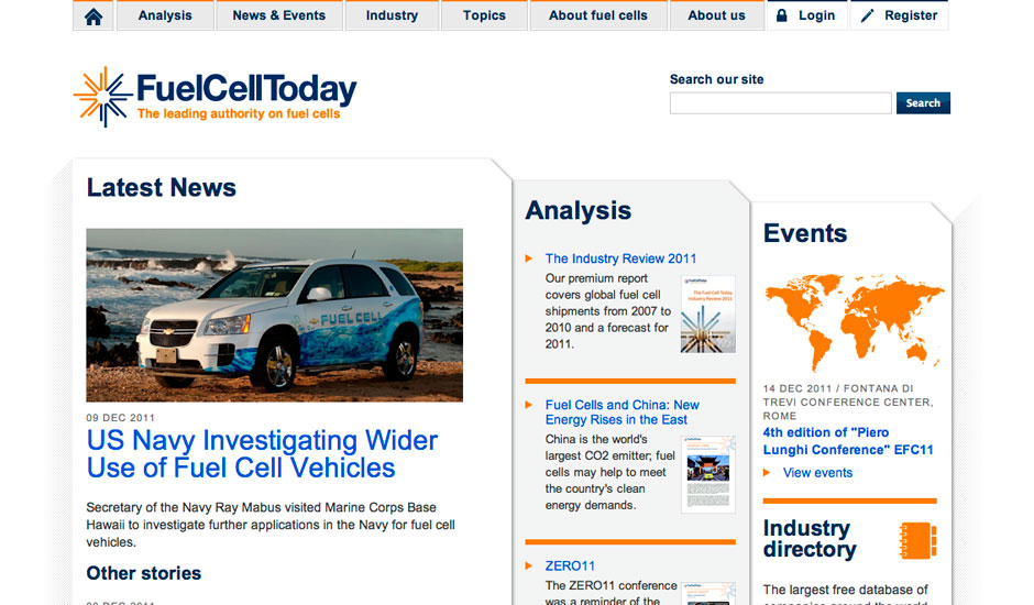 Fuel Cell Today Homepage